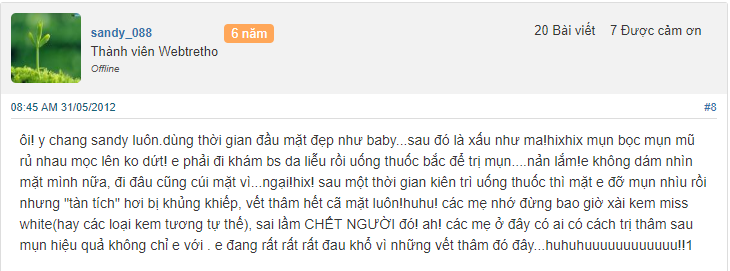 Nhiều người đã gặp phải vấn đề về da sau khi sử dụng miss white