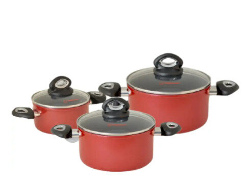 Bộ Nồi Nhôm Chống Dính Nắp Kính Bếp Từ Happy Cook Norway HC-06NLA