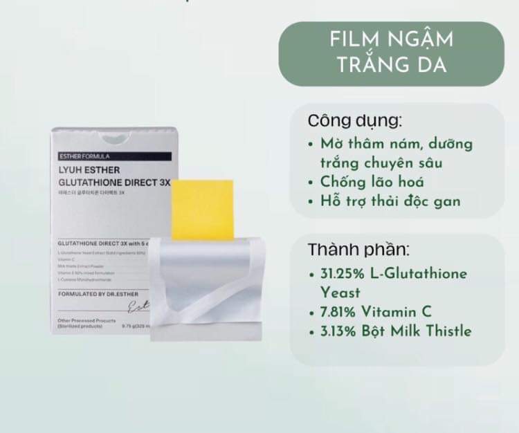 VIÊN NGẬM TRẮNG DA LYUH ESTHER GLUTHATIONE DIRECT 3X