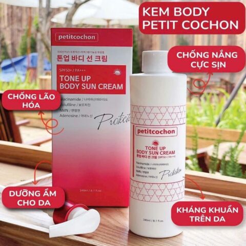 Kem Dưỡng Trắng Da Body Chống Nắng Nâng Tone Petit Cochon Tone Up Body Sun Cream SPF50+ PA+++ 240ml