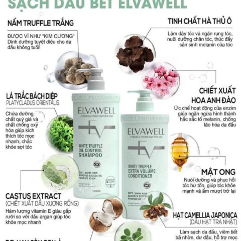 Bộ Dầu Gội - Xả Phục Hồi Đa Tầng Elvawell Truffle