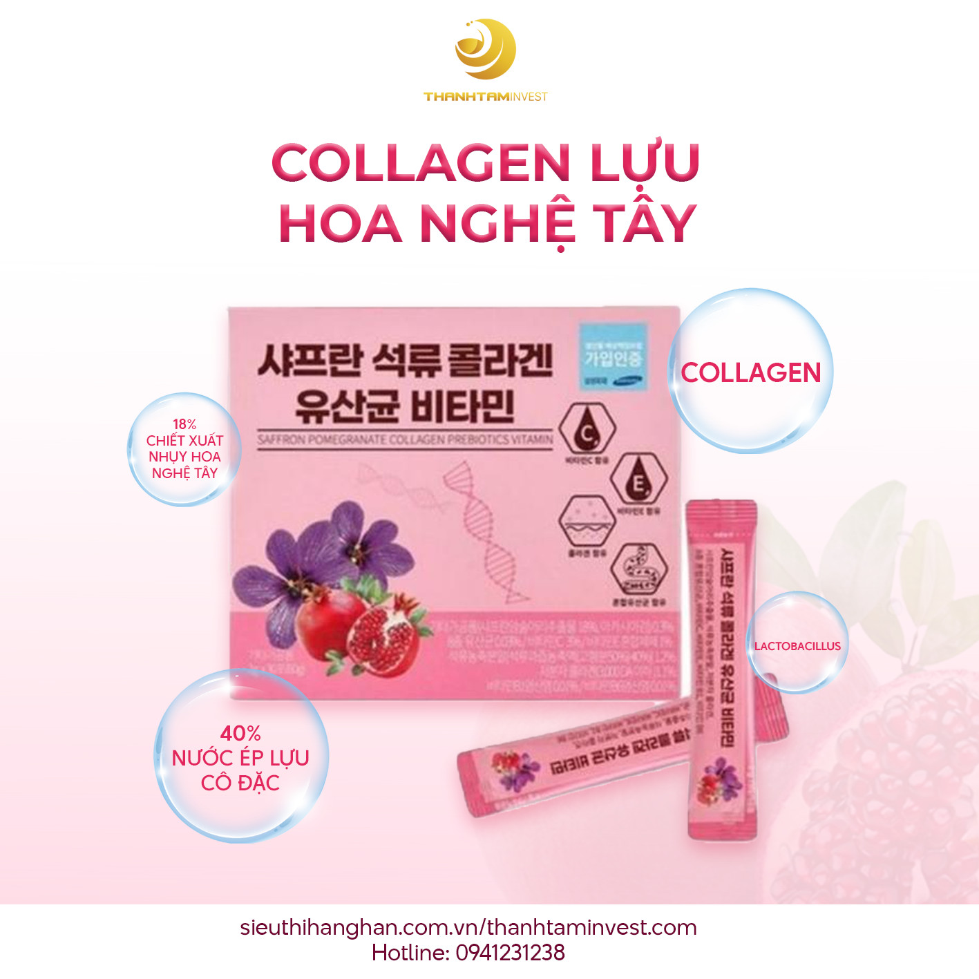 Collagen Uống Lựu Đỏ Nhụy Hoa Nghệ Tây