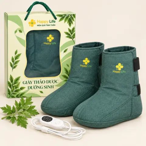 Giày thảo dược dưỡng sinh Happy Life – Lõi ngải cứu, hẹn giờ, vừa chân đến size 45