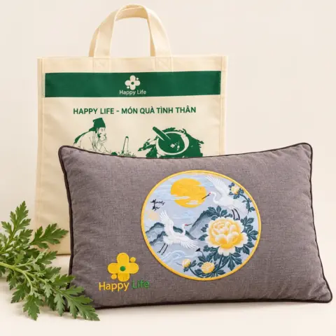 Gối ngải cứu Happy Life thảo dược – Dùng kèm thảm 1m5, 1m8